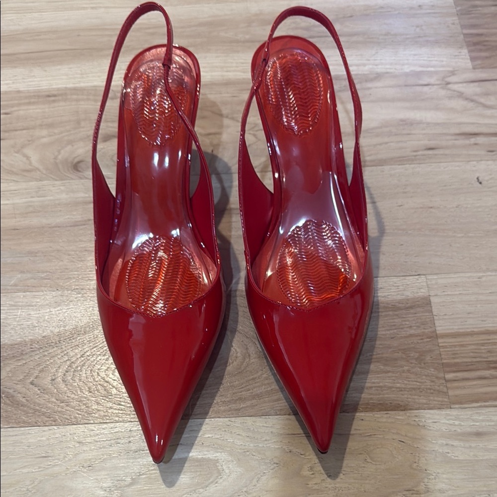 SCHUTZ Glossy Red Slingback Heels
